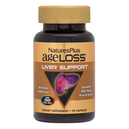 NaturesPlus AgeLoss liver support bottle with artichoke and milk thistle for daily wellness.