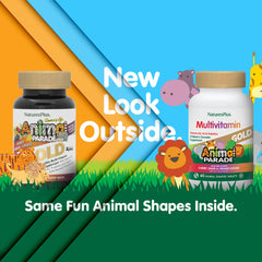 NaturesPlus Animal Parade Gold chewables close-up with kid-friendly appearance.