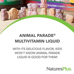 Children drinking NaturesPlus Animal Parade tropical berry supplement after school