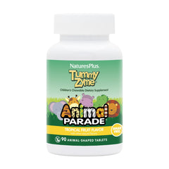 NaturesPlus Animal Parade bottle with animal-shaped chewables for kid-friendly digestion