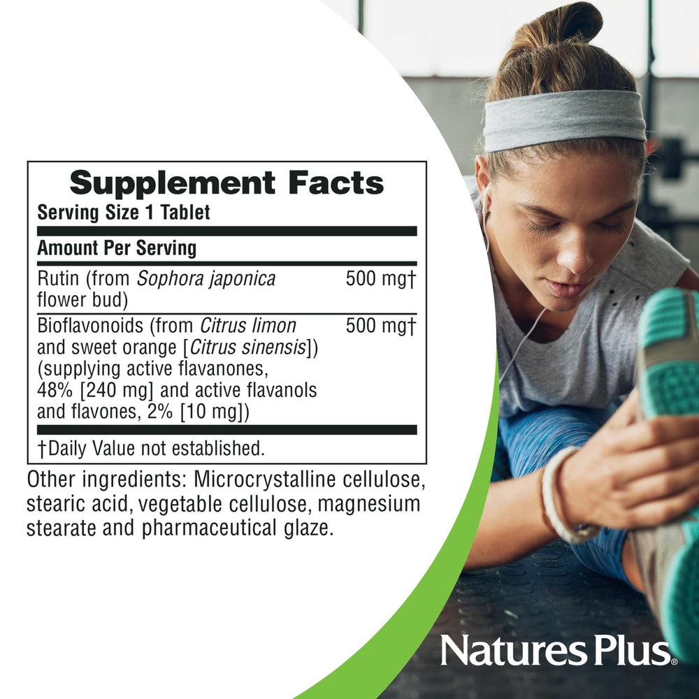NaturesPlus Biorutin ingredients panel emphasizes transparency and quality.