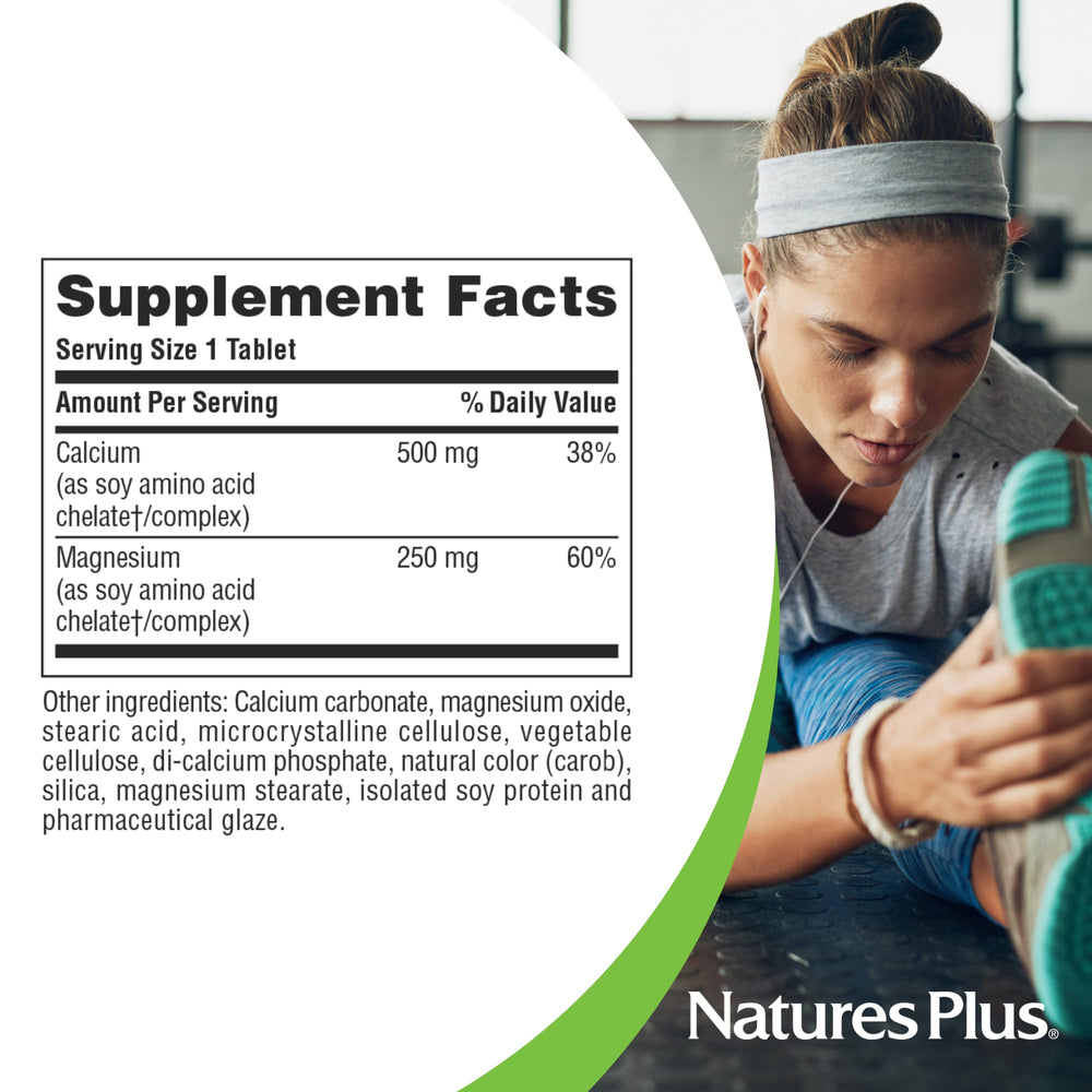 NaturesPlus Cal/Mag bottle on kitchen counter ready for daily use.