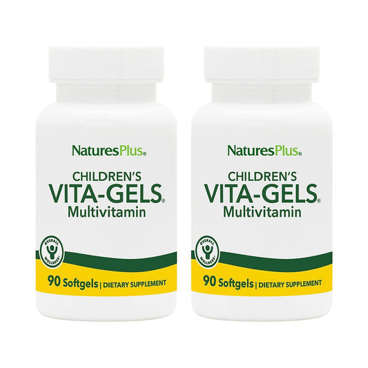 NaturesPlus Children's Vita-Gels bottle front, kid-friendly orange flavor for daily nutrition.