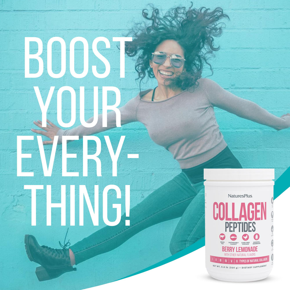 NaturesPlus Collagen Peptides Berry Lemonade powder for everyday routines.
