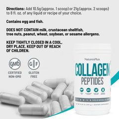 Gluten-free and non-GMO formulation of NaturesPlus Collagen Peptides label.