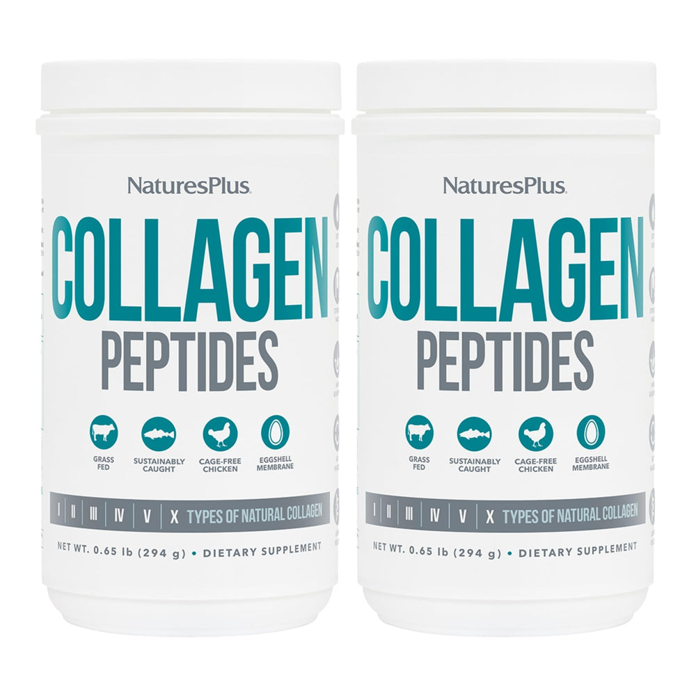 NaturesPlus Collagen Peptides powder tub supports hair, skin, nails, and joints.