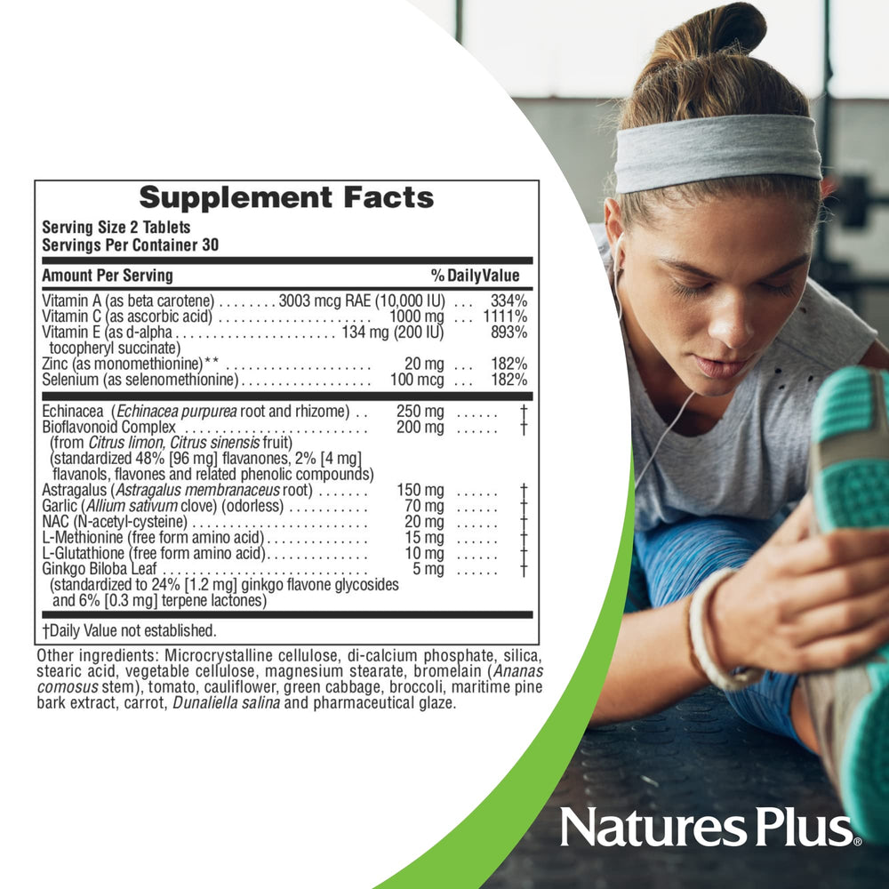 NaturesPlus Commando 2000 ingredients list highlights antioxidants and minerals.