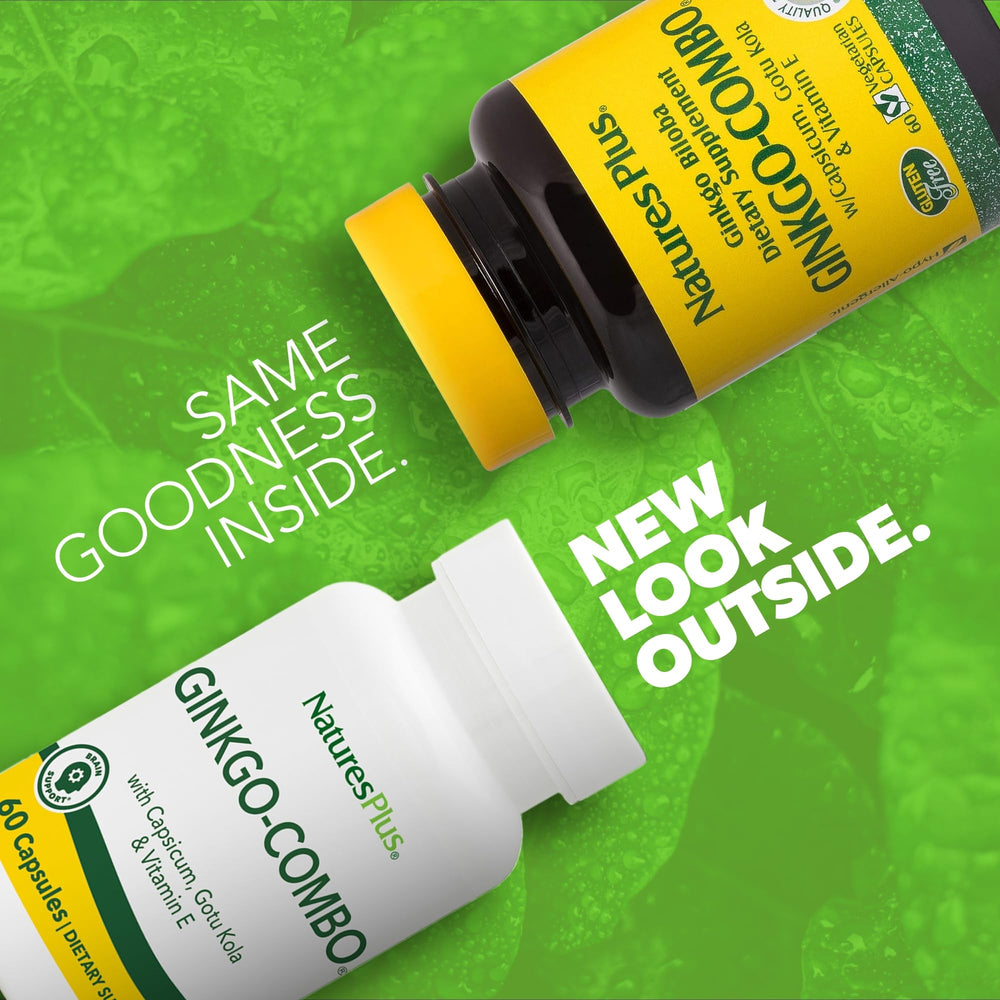 Ginkgo-Combo bottle label close-up showing allergen free and vegetarian status