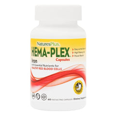 NaturesPlus Hema-Plex Iron bottle front view with a three-pack option for daily iron support