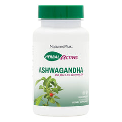NaturesPlus Herbal Actives Ashwagandha 450 mg bottle with capsules for daily focus