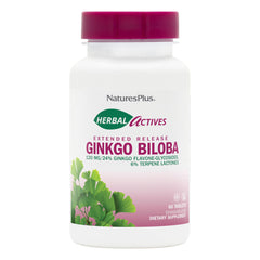 NaturesPlus Herbal Actives Ginkgo Biloba tablets in bottle for daily cognitive support