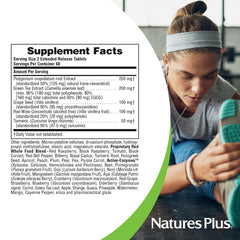 NaturesPlus Herbal Actives Resveratrol packaging box highlights quality manufacturing.
