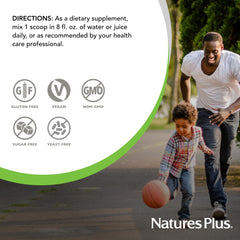 NaturesPlus KalmAssure ingredients panel highlights vegan, gluten-free, non-GMO formulation