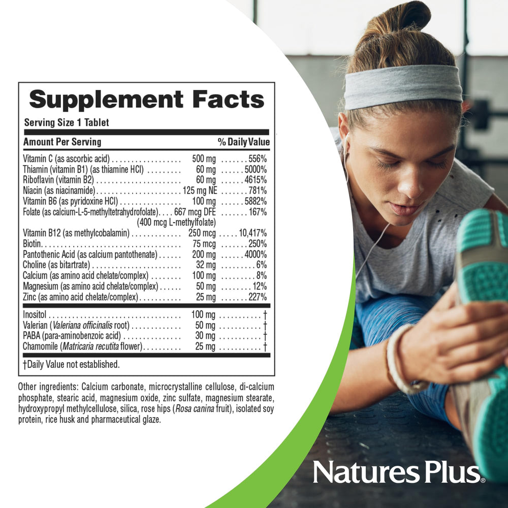 NaturesPlus Mega-Stress gluten-free badge indicating dietary-friendly option.