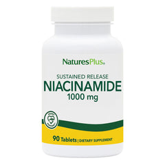 NaturesPlus Niacinamide bottle front for 180 vegetarian tablets and daily energy support