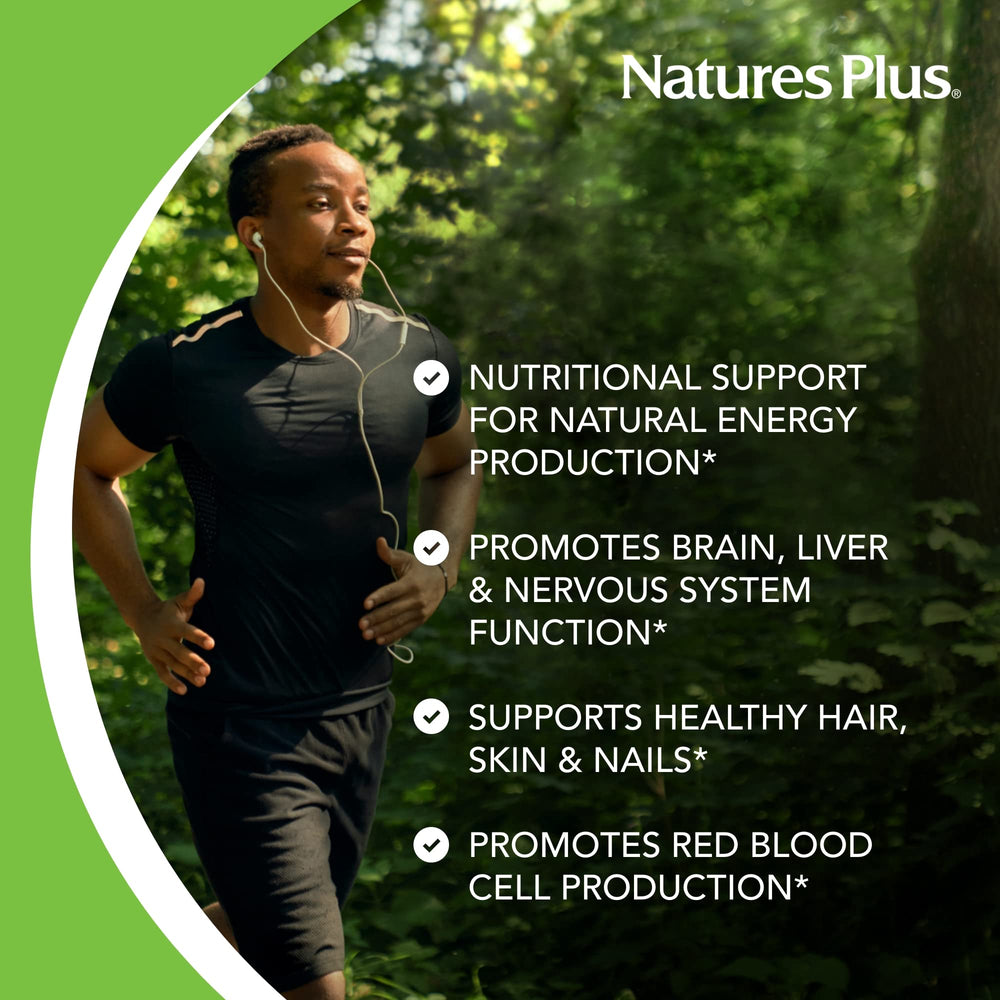 NaturesPlus Pantothenic Acid bottle in hand for easy daily use