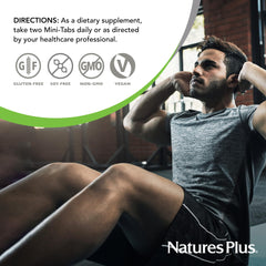 NaturesPlus PRO Longvida Curcumin bottle neck label with certifications.
