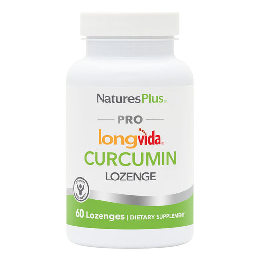 NaturesPlus PRO Longvida Curcumin lozenge packaging with antioxidant support.