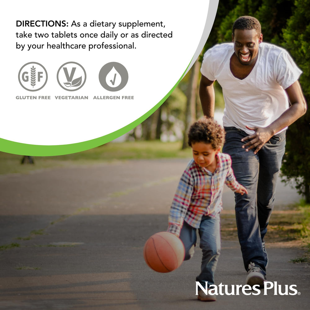 NaturesPlus Quercetin Plus ingredients panel highlights quercetin, bromelain and vitamin C.