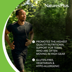 Nutrition panel highlighting gluten-free vegetarian multivitamin features