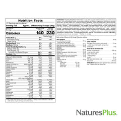 NaturesPlus Source of Life Energy Shake packaging photo emphasizes non-GMO, gluten-free, vegetarian formula.
