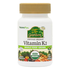 NaturesPlus Source of Life Garden K2 bottle front view for bone support.