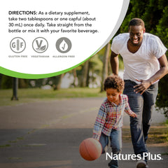 NaturesPlus Source of Life GOLD liquid ingredients chart communicates whole-food nutrients.