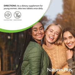 NaturesPlus Source of Life Power Teen for Her label focusing on cranberry and probiotic ingredients.