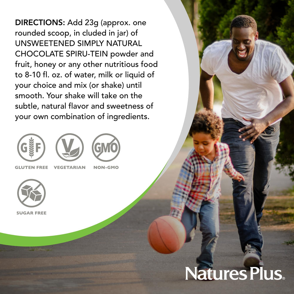 NaturesPlus SPIRU-TEIN Original Chocolate serving size helps plan meals.