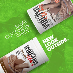 NaturesPlus SpirU-Tein Whey Shake being poured into a glass for easy mixing.