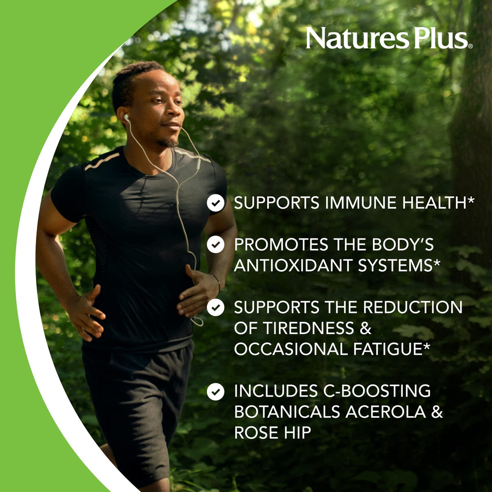 Nature's Plus Super C Complex bottle back detailing allergen and purity features