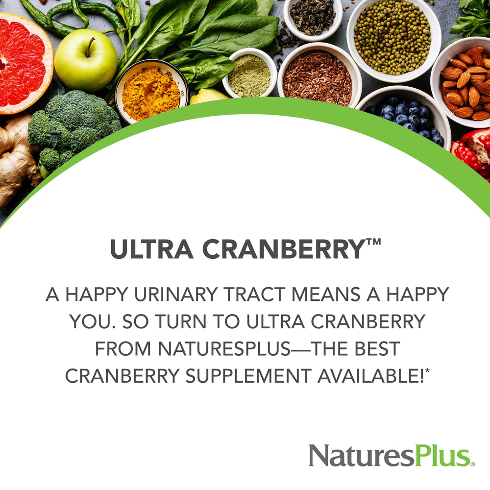 NaturesPlus Ultra Cranberry label close-up illustrating vitamin C content for wellness