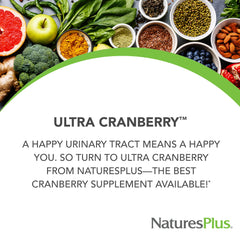 NaturesPlus Ultra Cranberry label close-up illustrating vitamin C content for wellness