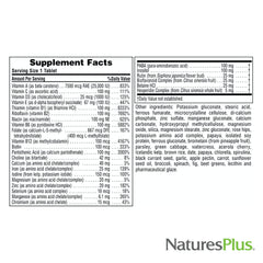 NaturesPlus Ultra II Daily nutrition facts label for informed choices