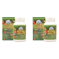 NaturesPlus Ultra Juice Green tablets closeup, convenient daily boost for immune health and energy.