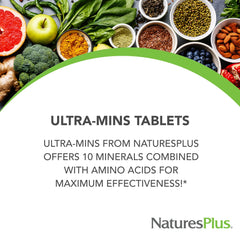 NaturesPlus Ultra-Mins bottle back label emphasizing vegan and gluten-free details