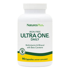 NaturesPlus Ultra One Daily Iron Free bottle front view for convenient daily use.