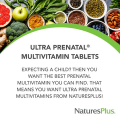 NaturesPlus Ultra Prenatal bottle open with tablets for daily use