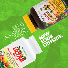 NaturesPlus Ultra Source of Life bottle back label emphasizes vitamin D3 and lutein benefits.