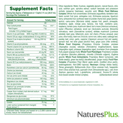 Nature's Plus Ultra Source of Life Liquid serving spoon beside a glass of water for easy daily use