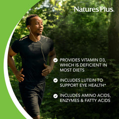 NaturesPlus Ultra Source of Life No-Iron packaging design reflects vegetarian and gluten-free formula.