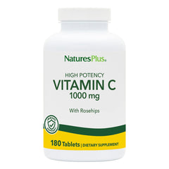NaturesPlus Vitamin C 1000 mg with Rose Hips bottle front supports immune health and daily wellness.