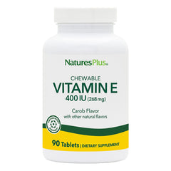 NaturesPlus Vitamin E 400 IU carob chewables for immune support.