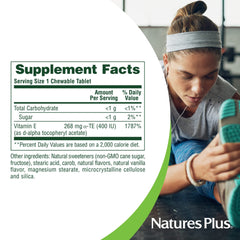 Gluten-free label on NaturesPlus Vitamin E bottle.