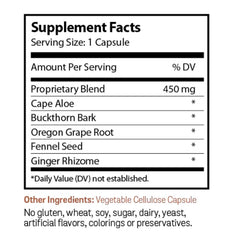 Close-up of Natures's cue capsules showing plant-based composition for occasional relief.