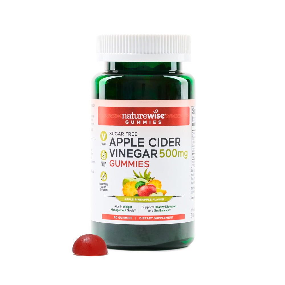 NatureWise Apple Cider Vinegar Gummies bottle displaying 180-count box for daily use.