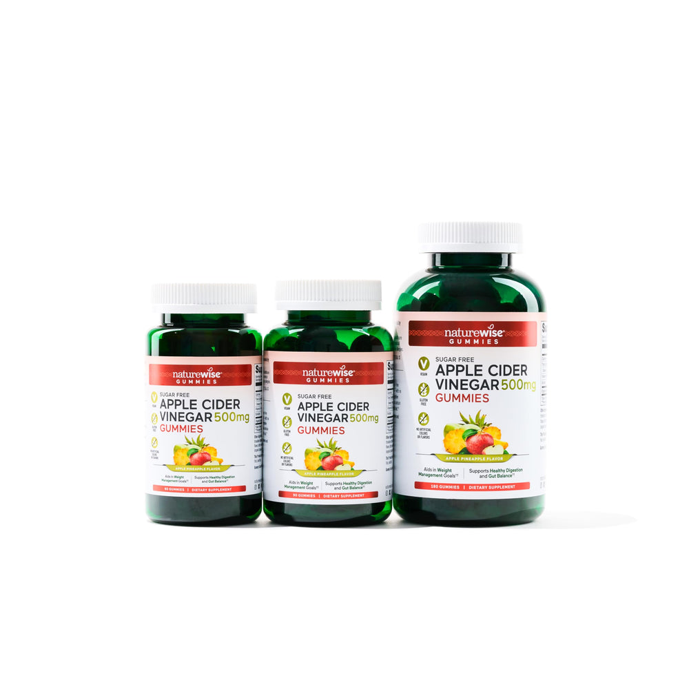 NatureWise gummies closeup shows sugar-free vegan formula flavor.