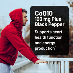 NatureWise CoQ10 softgels close up highlights easy to swallow capsules for daily use.