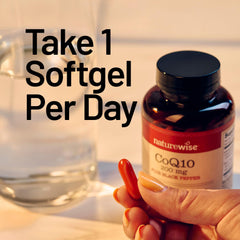 Visual emphasizing energy support and daily vitality from CoQ10.