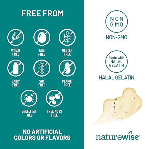 NatureWise EPA and DHA per serving breakdown highlights heart and brain support.